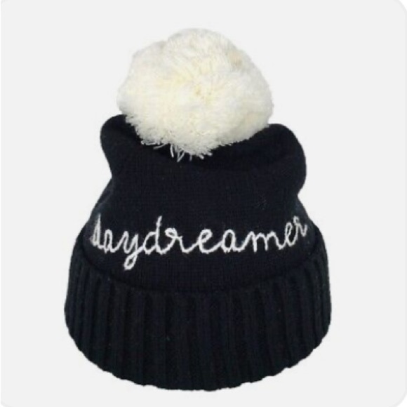 Kate Spade Black Daydreamer Pom Pom Beanie Hat Women's One Size - Picture 2 of 3